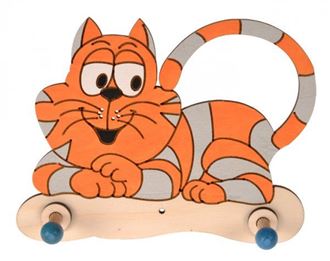 Obrázok z Drevený 2 vešiačik - Mačička