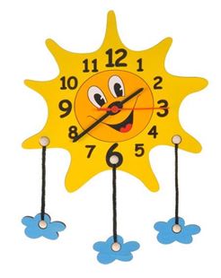 Obrázok Detské drevené hodiny - Slniečko s mráčky