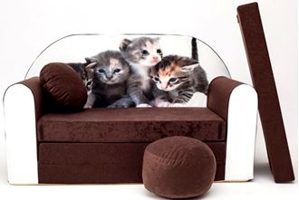 Obrázok z Rozkladacia detská pohovka s Bobkom a vankúšikom 6 Mačičky