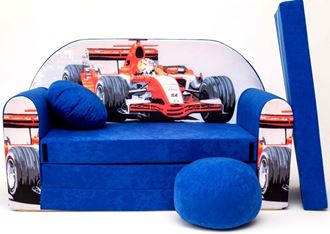 Obrázok z Detská pohovka s Bobkom a vankúšikom Formula Modrá C2 +