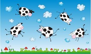 Obrázok Samolepiace dekorácie lietajúci kravy