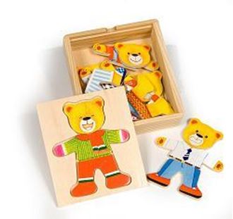 Obrázok z Drevené oblékací puzzle v krabičke - Pán Medveď