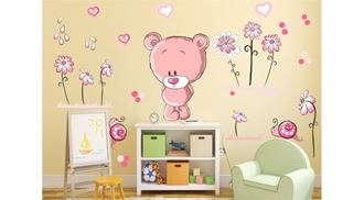 Obrázok z Medvedík a kvetinky samolepka na stenu
