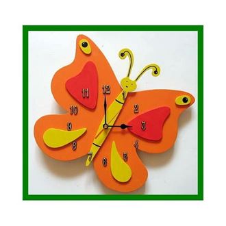 Obrázok z Detské drevené hodiny Motýľ - Mix farieb