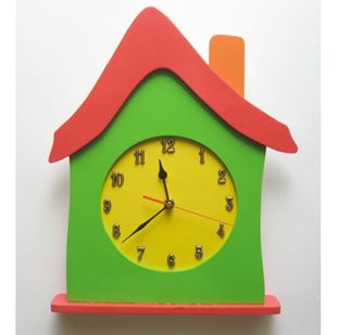 Obrázok Detské drevené hodiny Dom - Červená