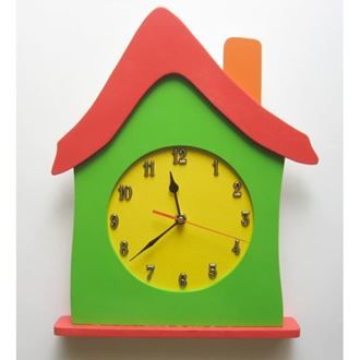 Obrázok z Detské drevené hodiny Dom - Červená