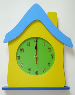 Obrázok z Detské drevené hodiny Dom - Modrá