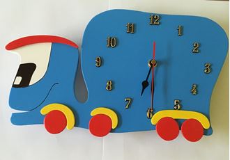 Obrázok z Detské drevené hodiny Auto - Modrá