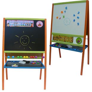 Obrázok Detská magnetická tabuľa 3v1 farebná - výška 109 cm