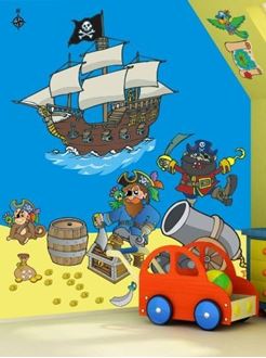 Obrázok z Piráti a pirátska loď samolepka na stenu