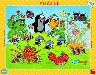 Obrázok z Puzzle v ráme 40 dielikov Krtko v jahodách