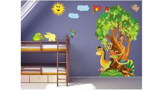 Obrázok z Strom a zvieratá samolepka na stenu