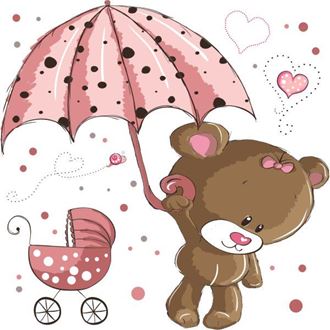 Obrázok z Medvedík s dáždnikom samolepka na stenu