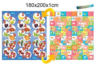 Obrázok Detský penový koberec - ovocie s číslami + kamaráti medvedíky 180x200x1