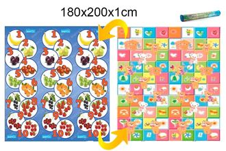 Obrázok z Detský penový koberec - ovocie s číslami + kamaráti medvedíky 180x200x1