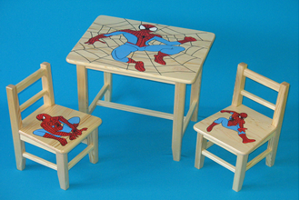 Obrázok z Detský drevený stôl so stoličkami - Spider Man