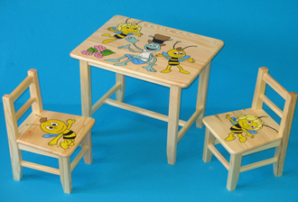 Obrázok z Detský drevený stôl so stoličkami - Včielka Mája