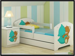 Obrázok Detská posteľ Oskar Méďa s vankúšikom 140x70 cm - Biela