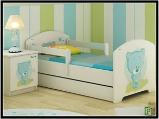 Obrázok Detská posteľ Oskar Modrý medvedík 160x80 cm - Nórska borovica