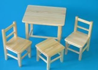 Obrázok z Detský drevený stôl so stoličkami - Prírodné