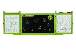 Obrázok Detská školská magnetická tabuľa na stenu 4v1 - Zelená