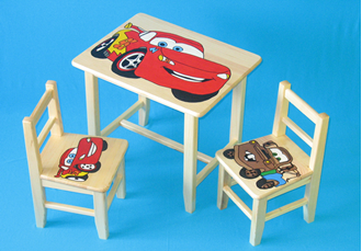 Obrázok z Dětský dřevěný stůl se židlemi - Auta