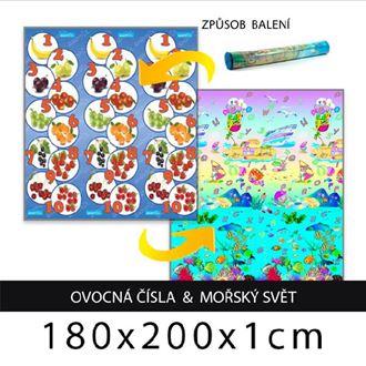 Obrázok z Detský penový koberec - ovocná čísla + morský svet 180x200x1cm