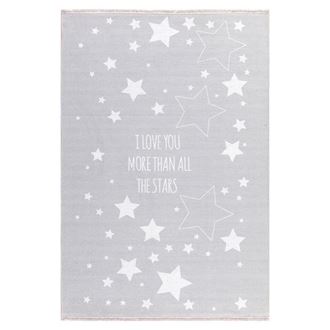 Obrázok z Detský koberec LOVE YOU STARS strieborná-sivá / biela 100x160 cm