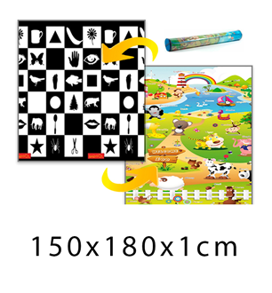 Obrázok z Detský penový koberec - šachovnica + farma 150x180x1 cm