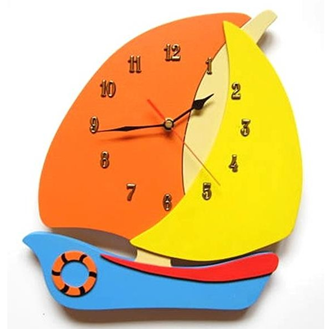 Obrázok z Detské drevené hodiny Plachetnica - Mix farieb