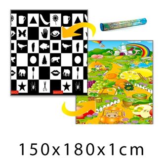 Obrázok z Detský penový koberec Šachovnica + Ovocný raj 150x180x1 cm