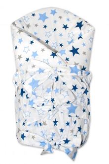 Obrázok z Klasická šnurovacie zavinovačka Hviezdy a hviezdičky - modrá / granát na bielom