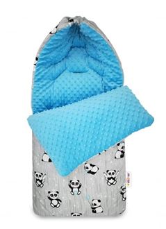 Obrázok z Bavlnený fusak Minky, Happy Panda, 45 x 95 cm - sivá / Minky modrá