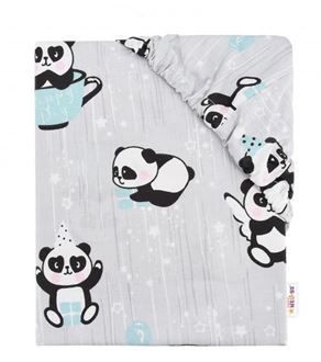 Obrázok z Detské bavlnené prestieradlo do postieľky - Happy Panda - mätové
