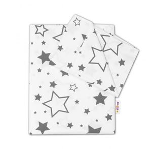 Obrázok 2-dielne bavlnené obliečky - Šedé hviezdy a hviezdičky - biely