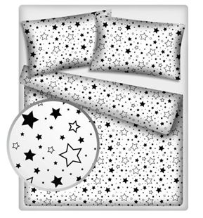 Obrázok Bavlnené obliečky 140 x 200 - Čierne hviezdy a hviezdičky