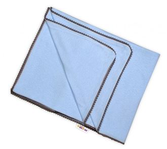 Obrázok z Letná deka s mini brmbolcami, jersey, 100 x 75 cm - sv. modrá / šedý lem