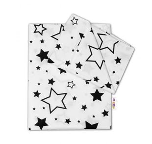 Obrázok 2-dielne bavlnené obliečky - Čierne hviezdy a hviezdičky - biely