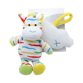 Obrázok z Závesná plyšová hračka s melódiou Zebra s mráčika, 35 cm - žlto / biela