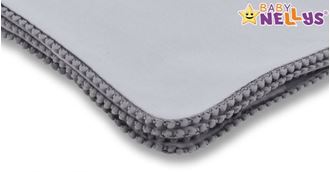 Obrázok z Letná deka s mini brmbolcami, jersey, 100 x 75 cm - šedá / šedý lem