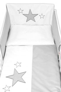 Obrázok Mantinel s obliečkami Baby Stars - sivý