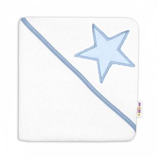 Obrázok Detská termoosuška Baby Stars s kapucňou, 80 x 80 cm - biela / modrá