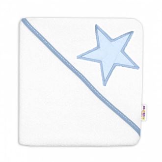 Obrázok z Detská termoosuška Baby Stars s kapucňou, 80 x 80 cm - biela / modrá