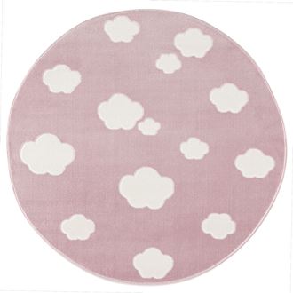 Obrázok z Detský koberec mráčky - ružová / biela 133cm