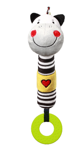 Obrázok Plyšová pískacia hračka s hryzátkom Zebra Zack, 26 cm, BabyOno