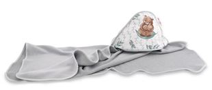 Obrázok Detská termoosuška s kapucňou Baby Nellys, LULU natural, 100 x 100 cm, sivá / mätová