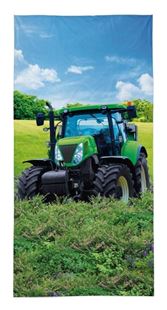 Obrázok Detská osuška Traktor na poli - zelený 140x70 cm