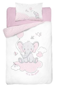 Obrázok z Detské obliečky Sloníča na obláčiku - ružové 135x100 cm