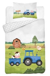 Obrázok Detské obliečky Traktor - modrý 135x100 cm