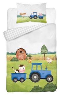 Obrázok z Detské obliečky Traktor - modrý 135x100 cm